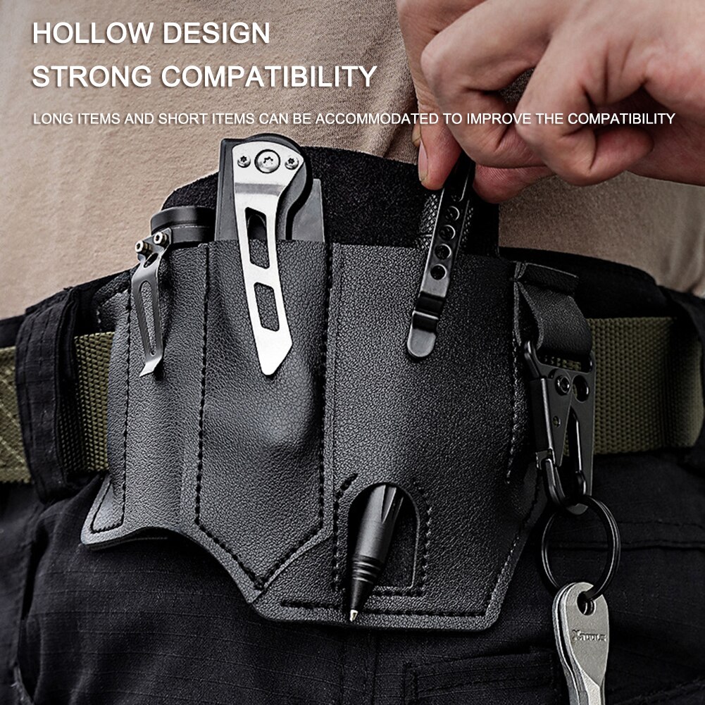Genuine Leather Portable Tactical Belt Storage Waist Bag | Camping ...