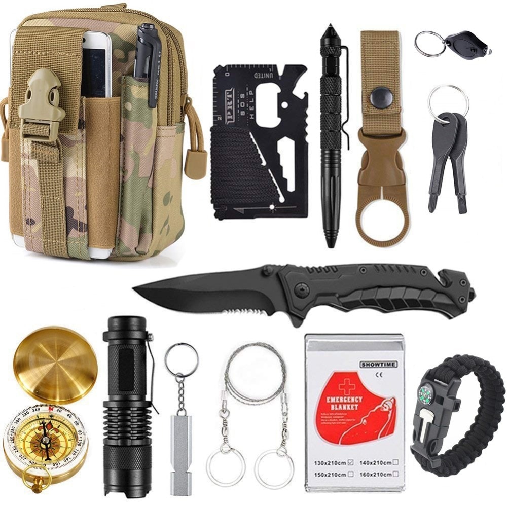 Survival Kit 13 IN 1 Emergency Tactical Defense Equipment Outdoor