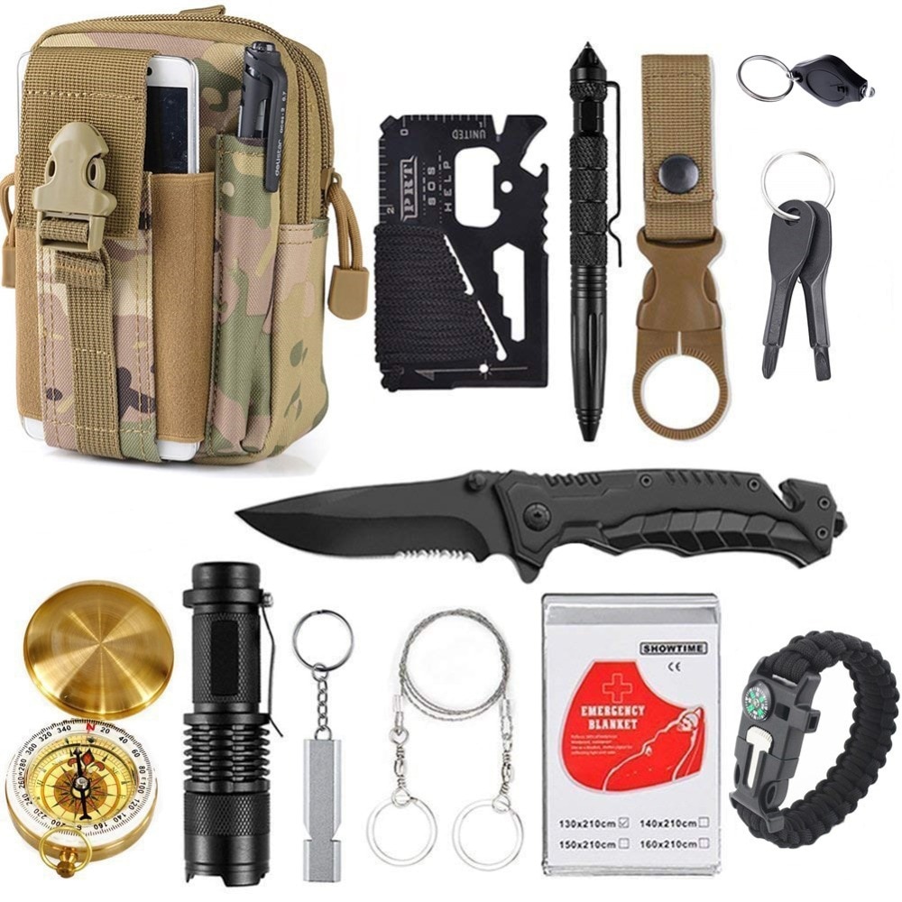 13 in 1 Emergency Survival & Tactical Tool Kit for Outdoor Camping