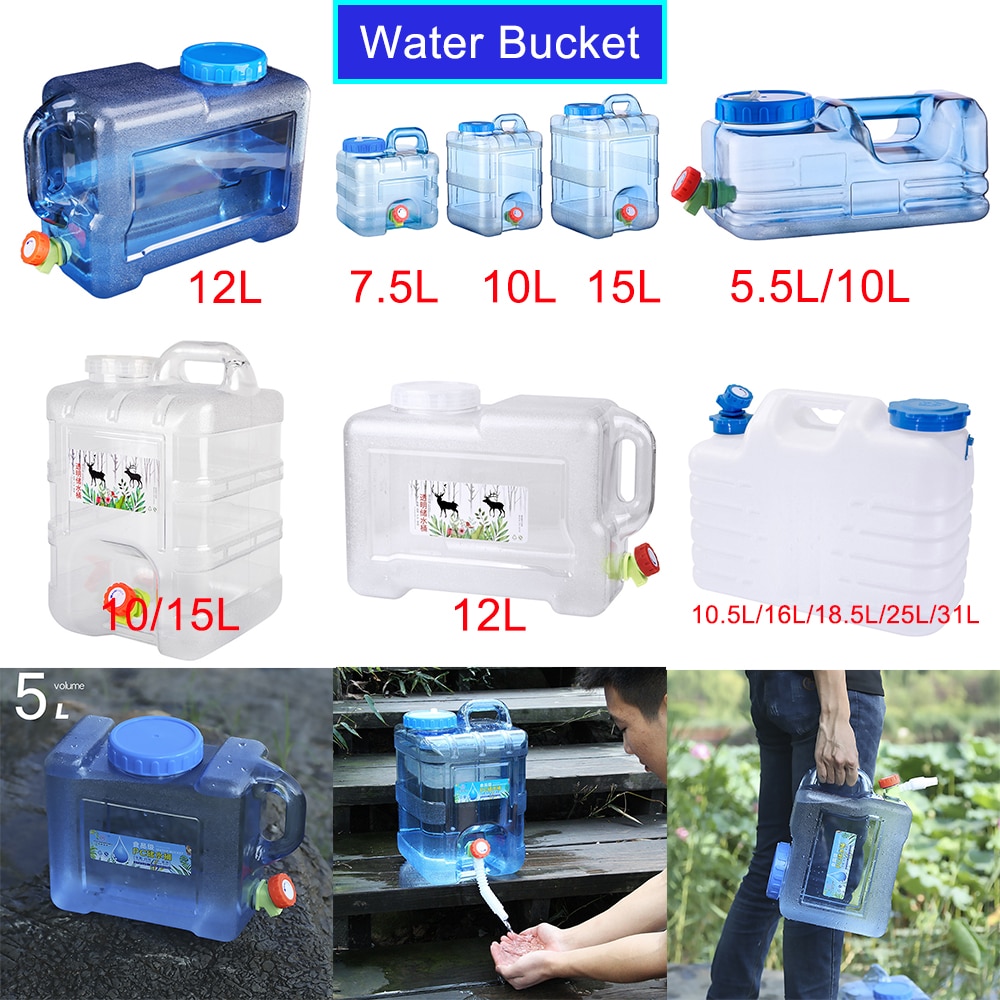 5L Outdoor Water Bucket Portable Tank Container with Faucet for Camping Picnic 