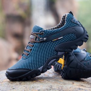 High Quality Cow Leather Breathable Lycra Camping / Hiking Sneakers