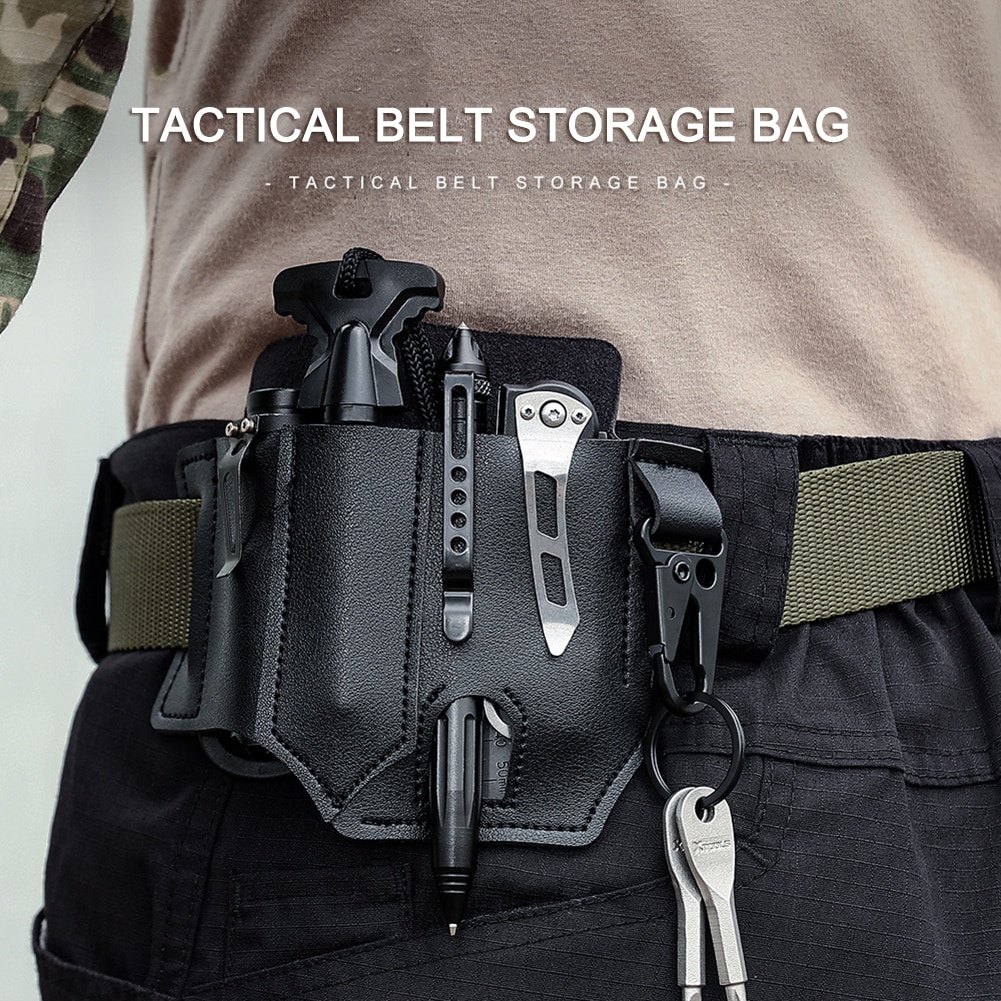 Genuine Leather Portable Tactical Belt Storage Waist Bag | Camping ...